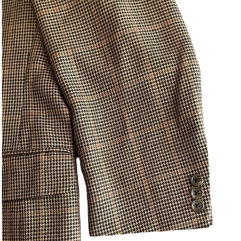 JoS. A. Bank Houndstooth Sport Coat Jacket Mens 41R Tan Silk Camel Hair Preppy
